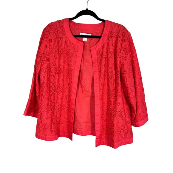 Christopher Banks Floral Lace Jacket L Pink Retro - Picture 1 of 11